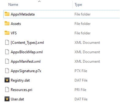 Inside an MSIX file